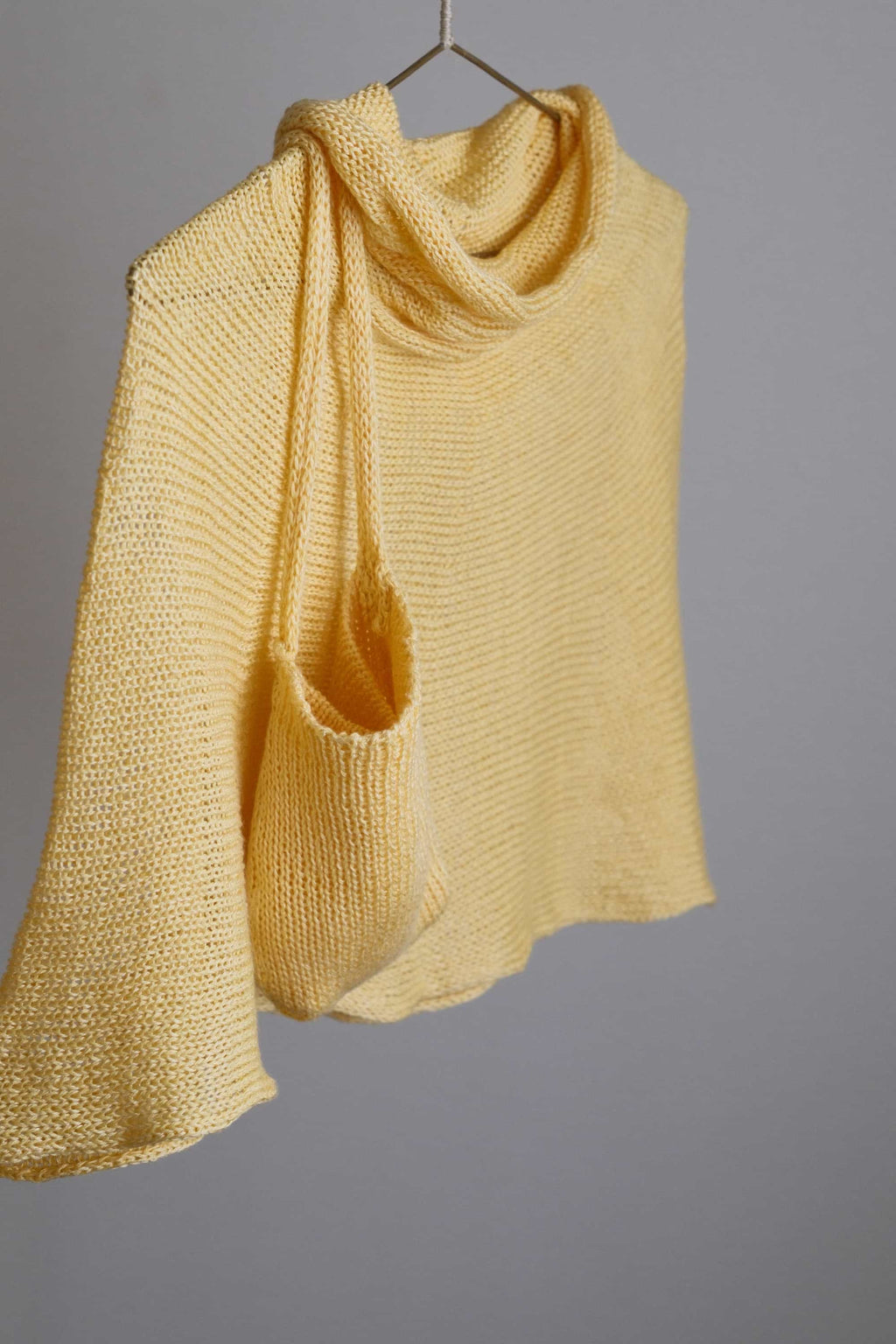 Silk Knitted Cowl-Neck Poncho