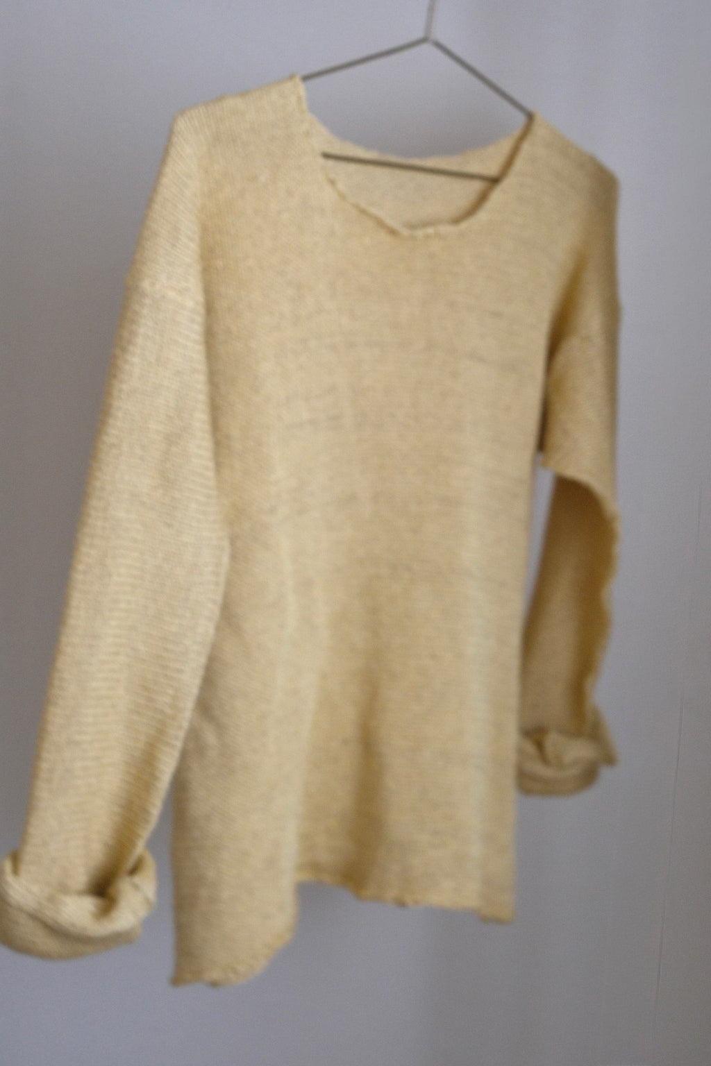 Silk-Cotton-Linen Knitted Long-Sleeve Sweater