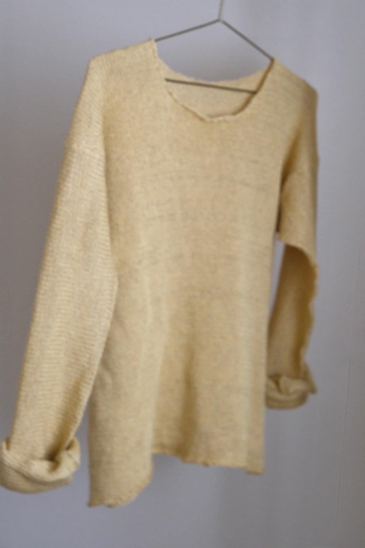Silk-Cotton-Linen Knitted Long-Sleeve Sweater