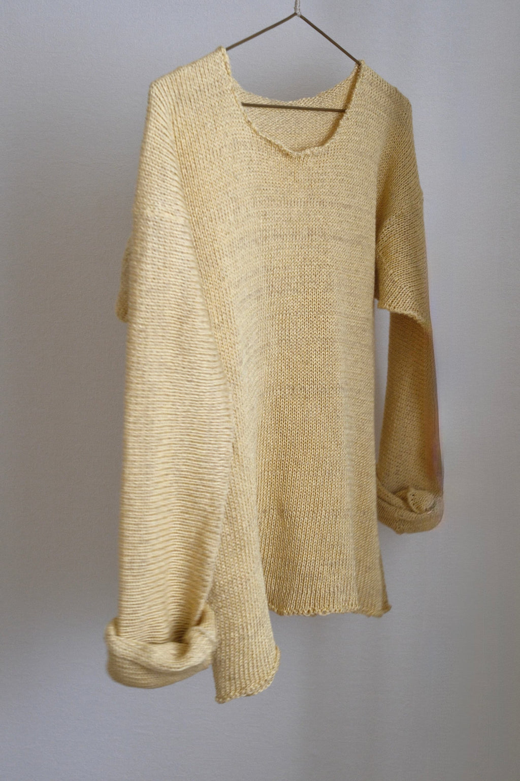 Silk-Cotton-Linen Knitted Long-Sleeve Sweater
