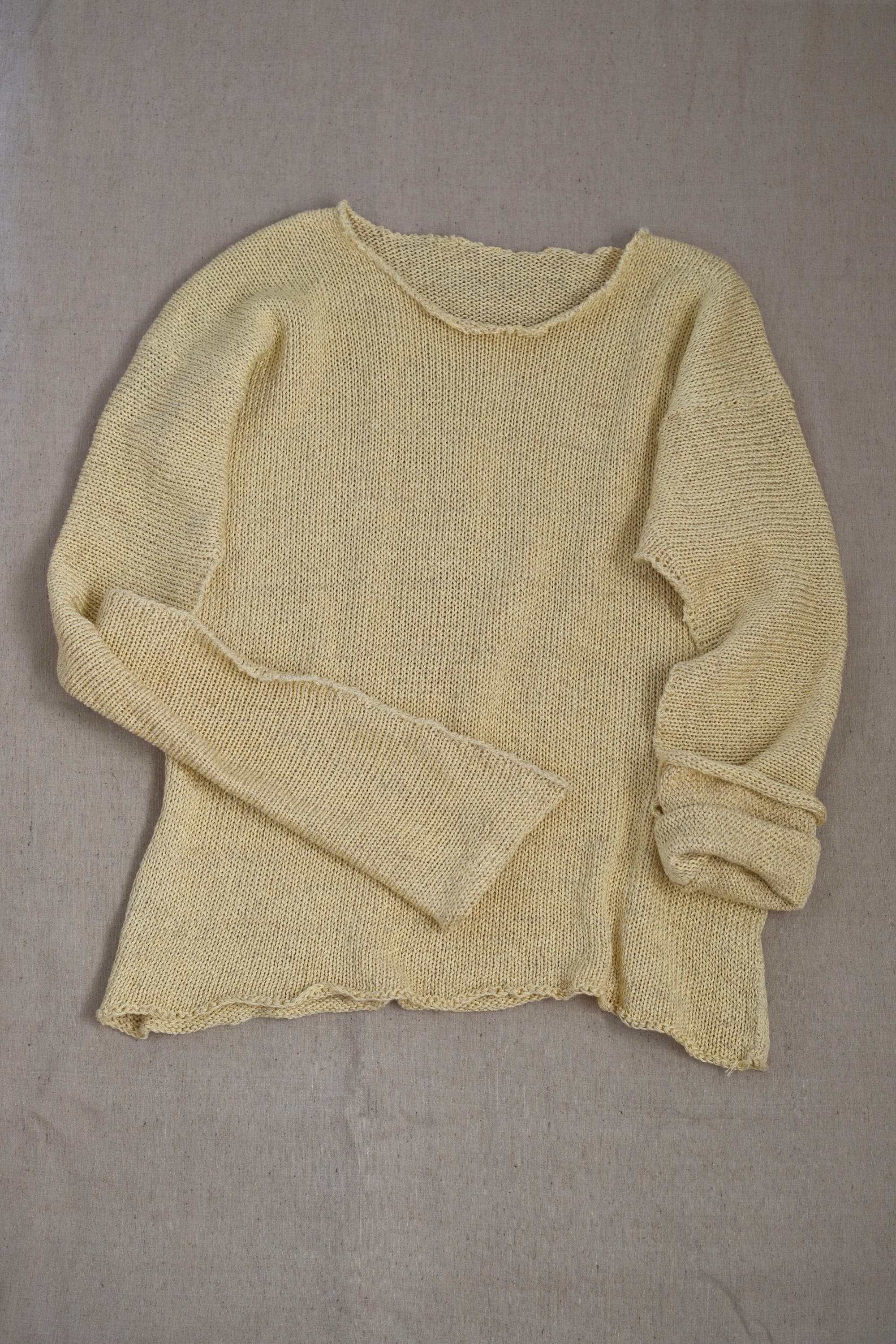 Silk-Cotton-Linen Knitted Long-Sleeve Sweater