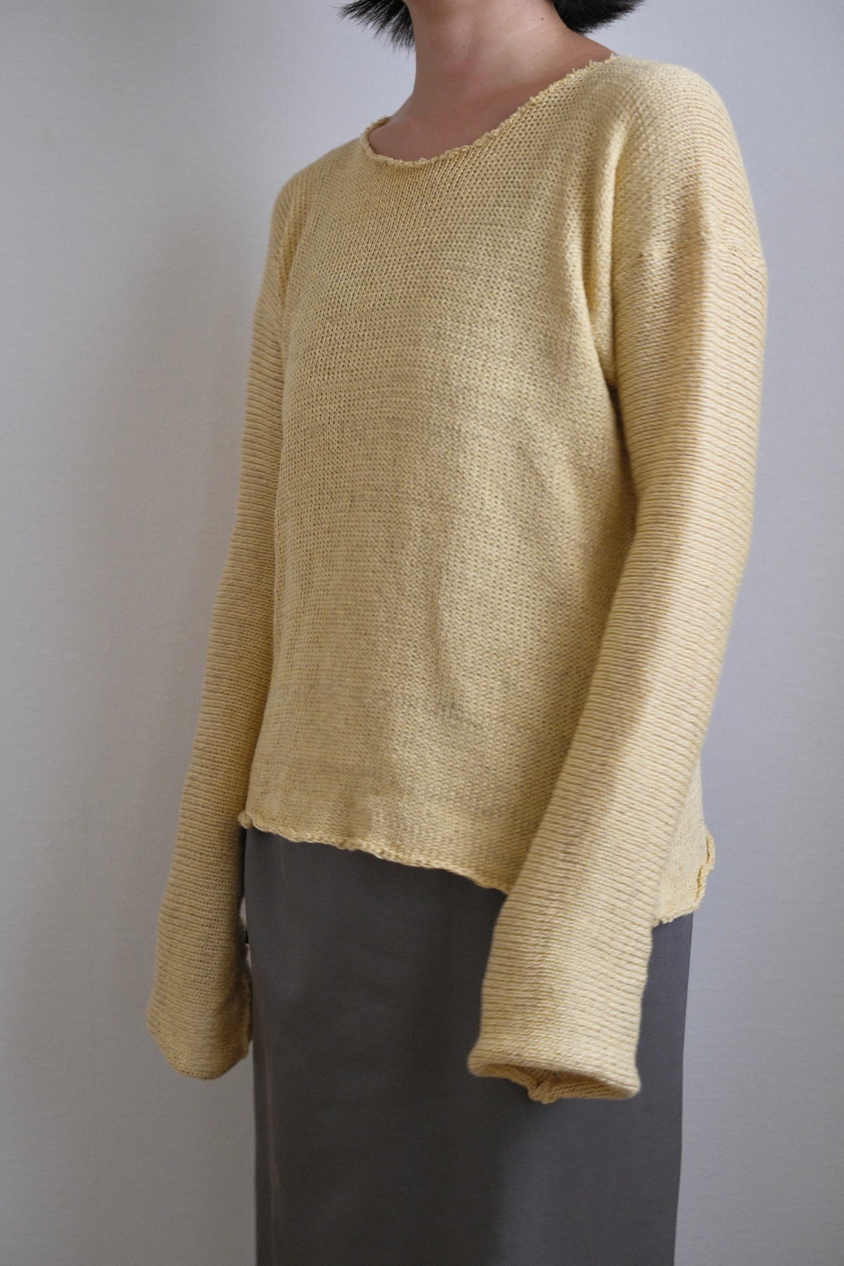 Silk-Cotton-Linen Knitted Long-Sleeve Sweater