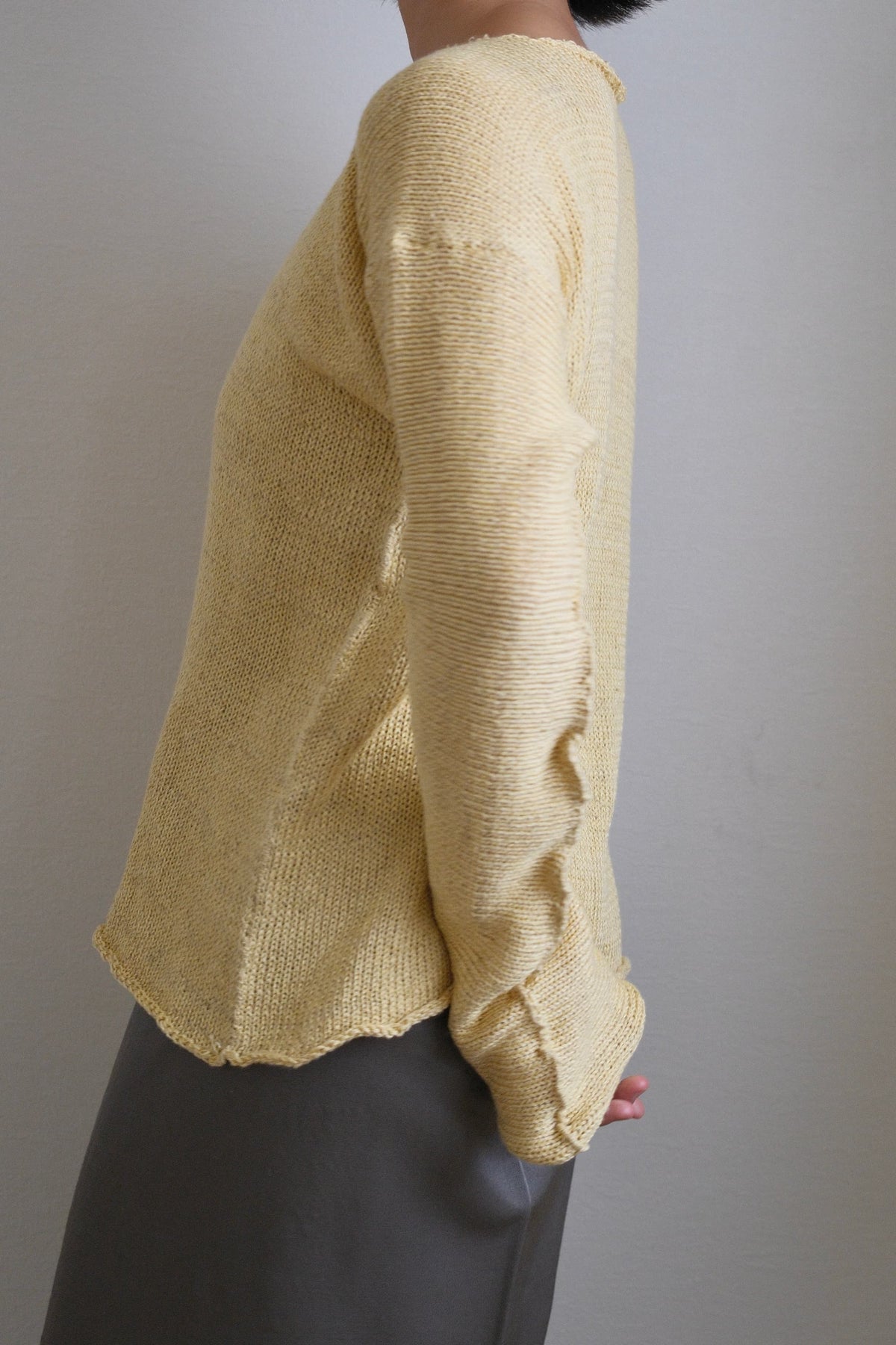 Silk-Cotton-Linen Knitted Long-Sleeve Sweater